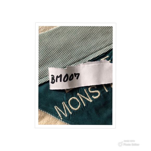 HANDMADE DOG BANDANA PERSONALIZED EMBROIDERED LITTLE MONSTER SLIP ON COLLAR - Picture 9 of 9